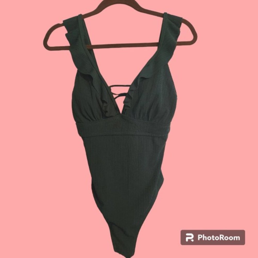 Swimsuit one piece forest green size L